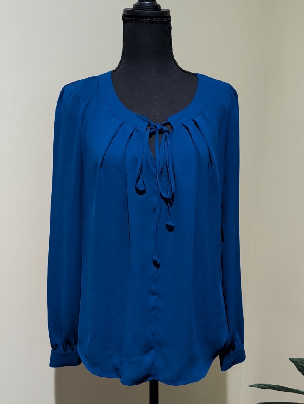 Daniel Rainn Long Sleeve Tie-Neck Blouse in Deep Teal